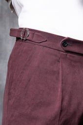 Bordeaux Cotton Biella Trousers Made In Italy