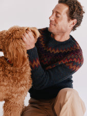 Glacier Brushed Fairisle Yoke Lambswool Sweater - Midnight Black