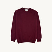 Harley of Scotland Mens Seamless Saddle Shoulder Shetland Sweater - Claret (Bordeaux Mix)