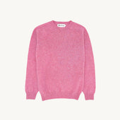 Harley of Scotland Mens Seamless Saddle Shoulder Shetland Sweater - Bosie Pink