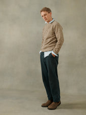 Harley of Scotland Mens Seamless Saddle Shoulder Shetland Sweater - Pebble (Mushroom Brown)