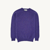 Harley of Scotland Seamless Saddle Shoulder Men's Shetland Sweater- Iris (Royal Violet Purple)
