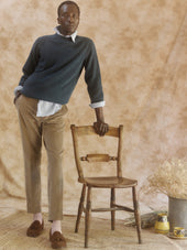 Harley of Scotland Mens Seamless Saddle Shoulder Shetland Sweater - Tempest (Storm Dark Teal)