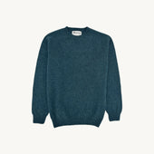 Harley of Scotland Mens Seamless Saddle Shoulder Shetland Sweater - Tempest (Storm Dark Teal)
