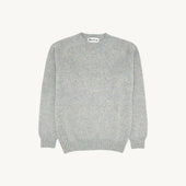 Harley of Scotland Seamless Saddle Shoulder Men's Shetland Sweater- Aurora (Ugie Pearl)