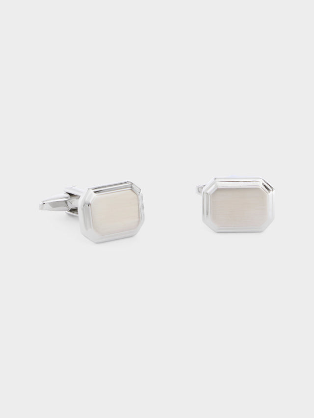 Boutons de manchettes rectangles avec inserts écrus