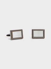 Boutons de manchettes rectangles argentés