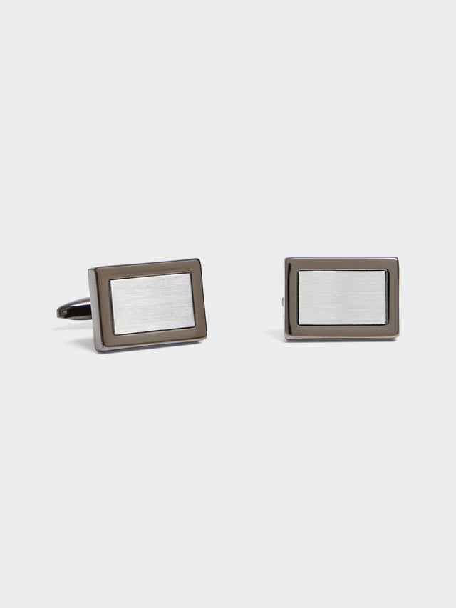 Boutons de manchettes rectangles argentés