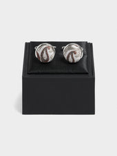 Boutons De Manchettes Ronds En Soie M Lang E Beige Motif Cachemire