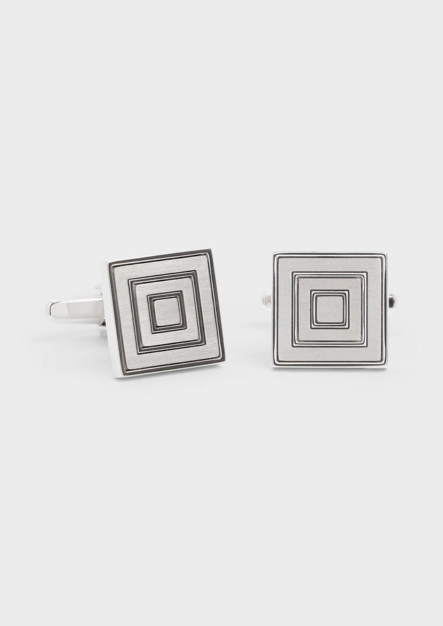 Boutons de manchettes carrés argent