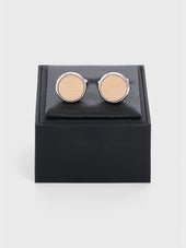 Boutons De Manchettes Ronds Avec Inserts Bois