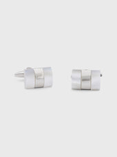Boutons de manchettes rectangles avec inserts nacre