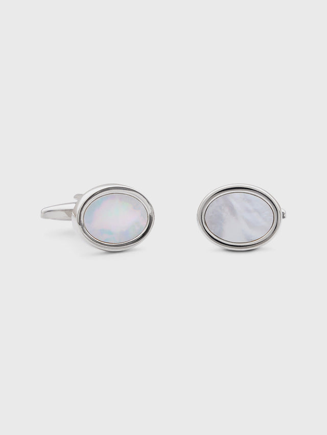 Boutons de manchettes ovales avec inserts nacre