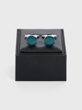Boutons De Manchettes Ronds Avec Inserts Bleus