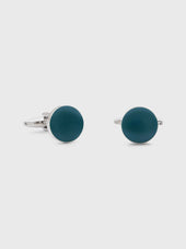Boutons de manchettes ronds avec inserts bleus