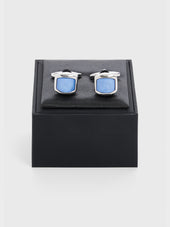 Boutons De Manchettes Carr S Avec Inserts Pierres Bleu Ciel