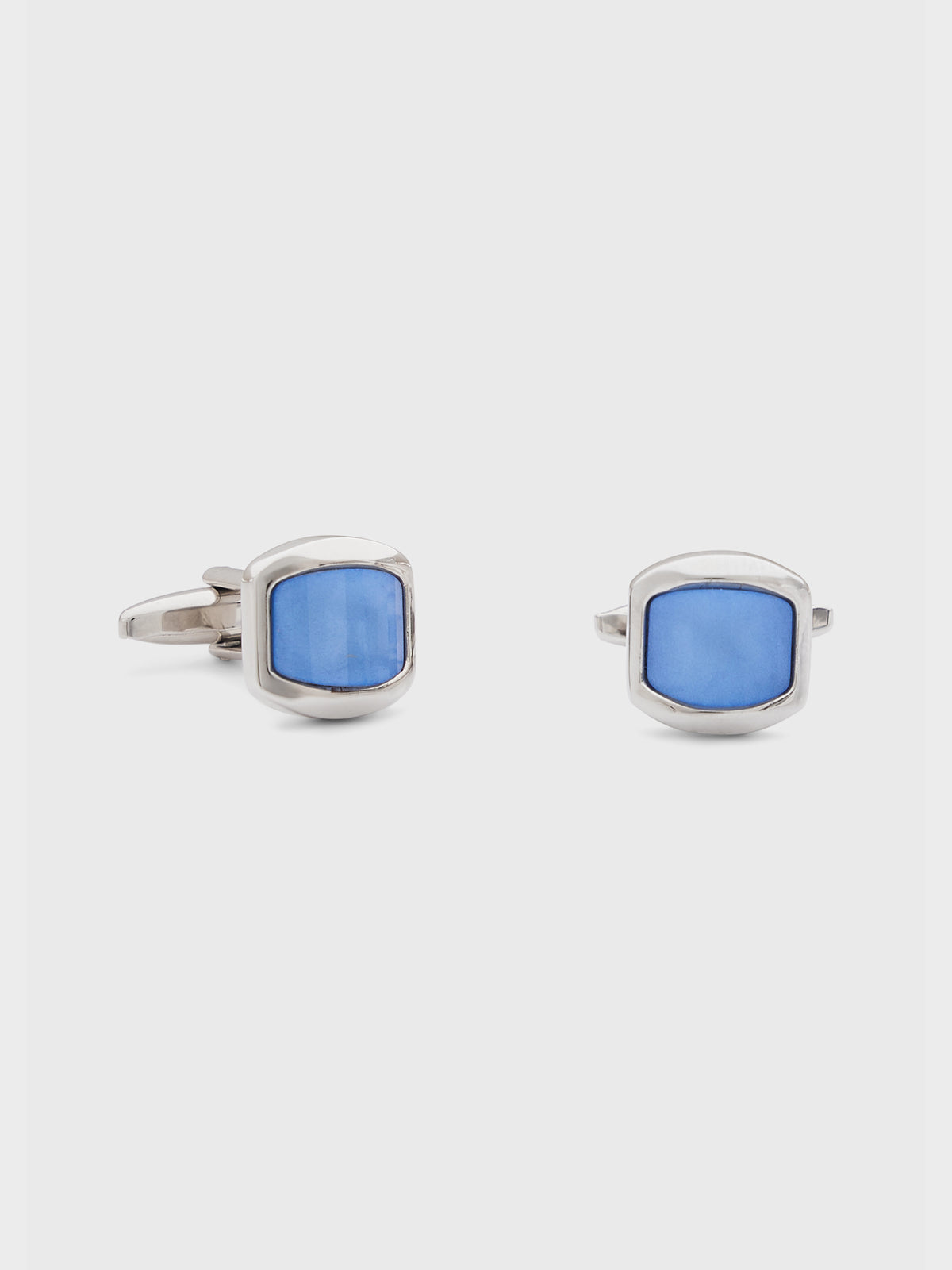 Boutons De Manchettes Carr S Avec Inserts Pierres Bleu Ciel