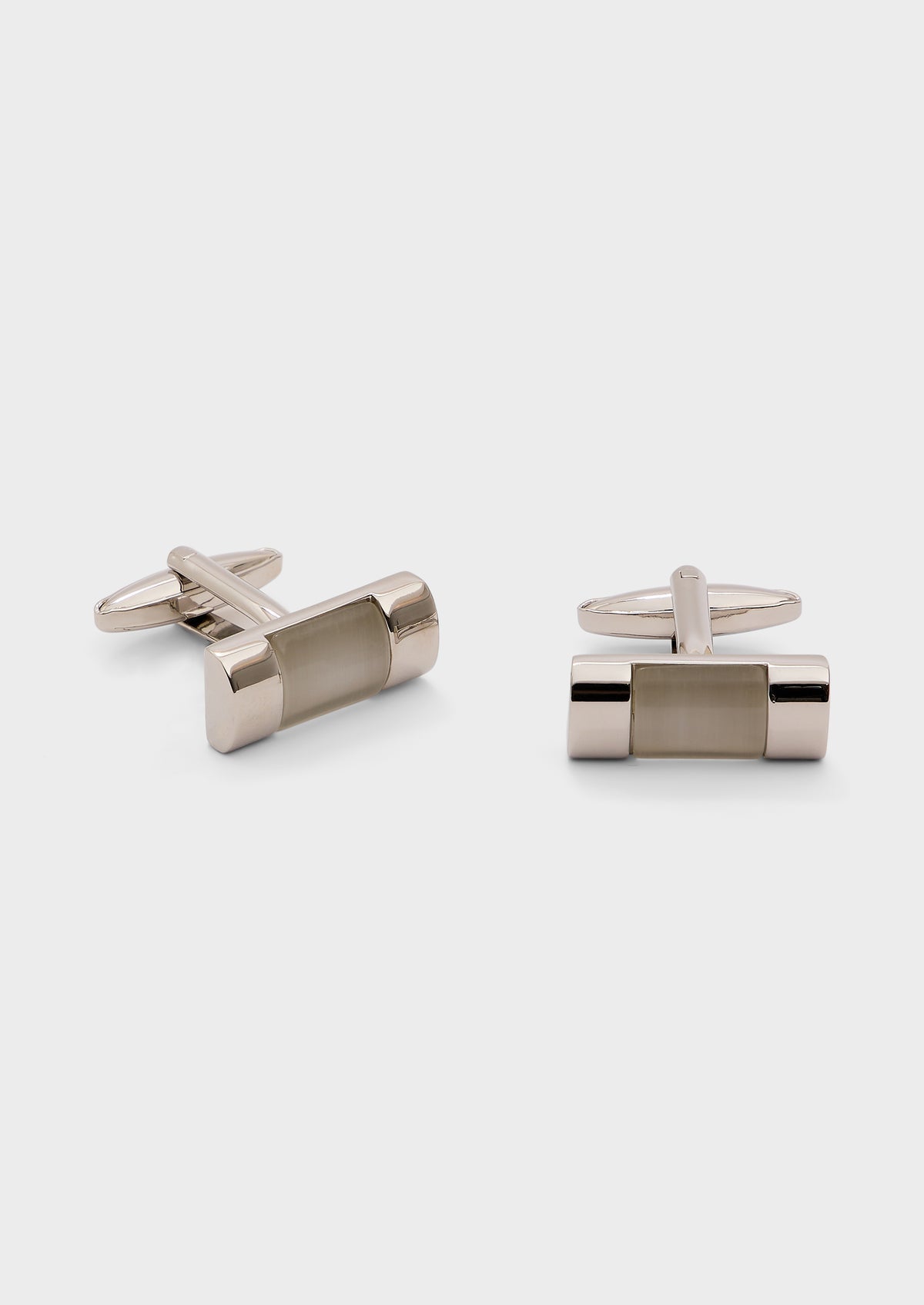 Boutons De Manchettes Rectangles Argent Avec Pierres Crues