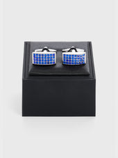 Boutons De Manchettes Rectangles Avec Inserts Pierres Bleues