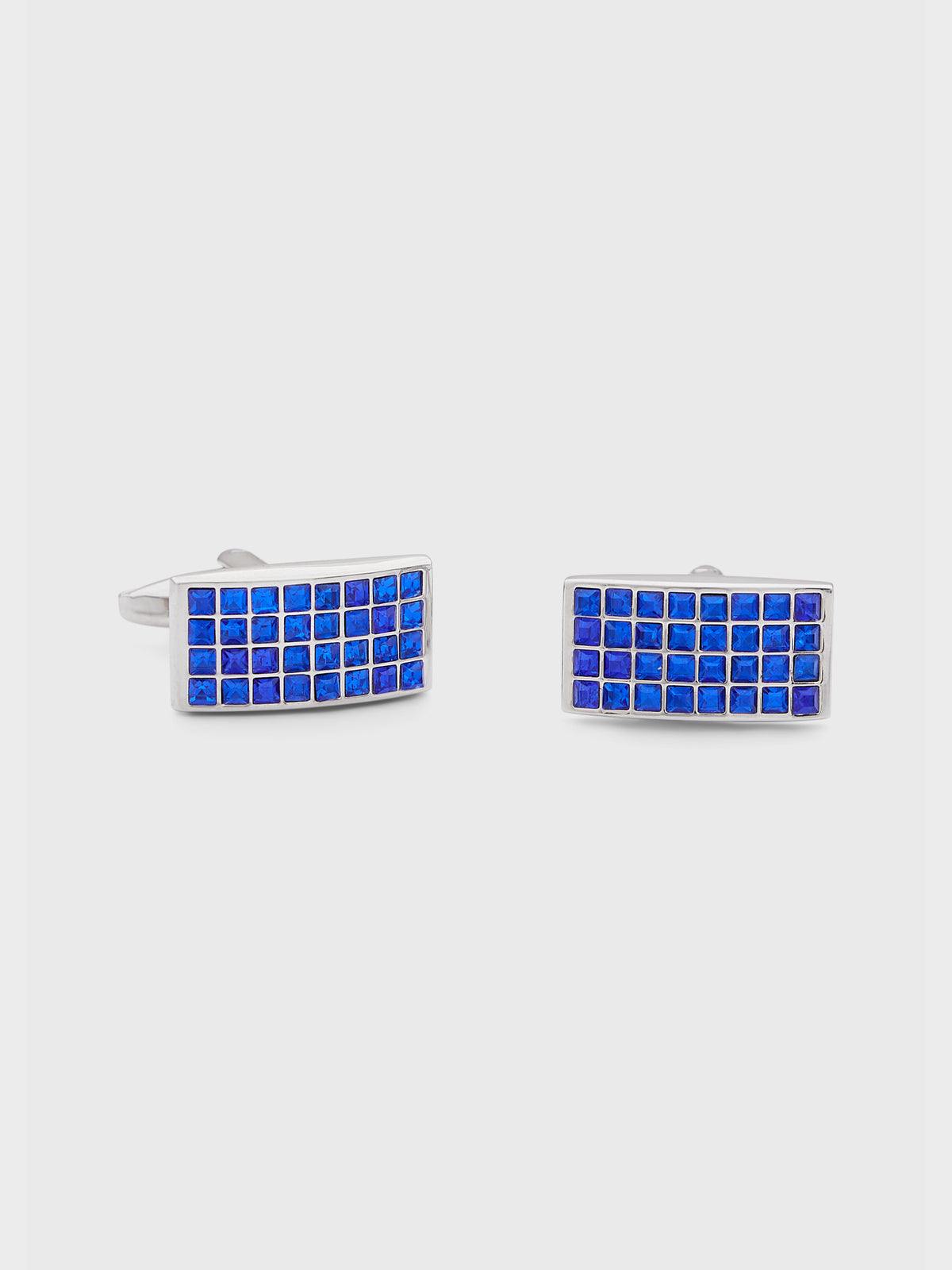 Boutons De Manchettes Rectangles Avec Inserts Pierres Bleues