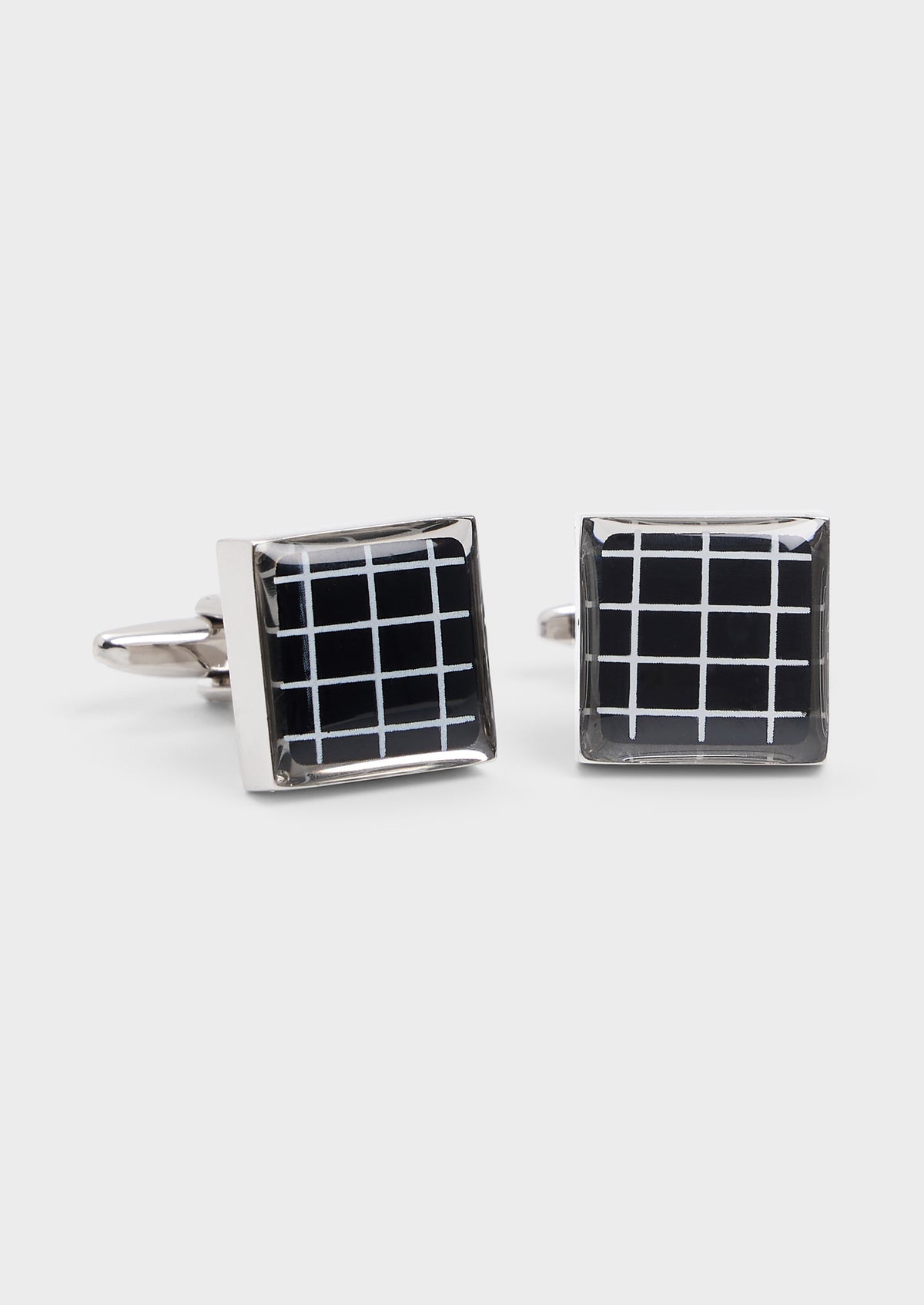 Boutons De Manchettes Carr S Argent Avec Carreaux Noir Et Blanc