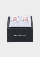 Boutons De Manchettes Carr S Argent Avec Inserts Et Blanc