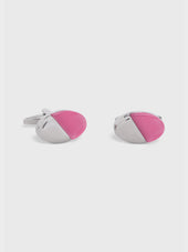 Boutons de manchettes ovales avec inserts pierres roses