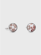Boutons de manchettes ronds à motif fleuri terracotta