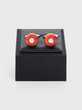 Boutons de manchettes ronds avec inserts pierres terracotta