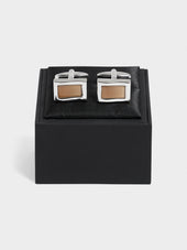 Boutons De Manchettes Rectangles Avec Inserts Marron