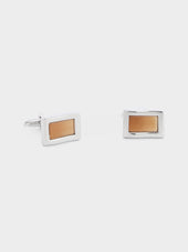Boutons de manchettes rectangles avec inserts marron