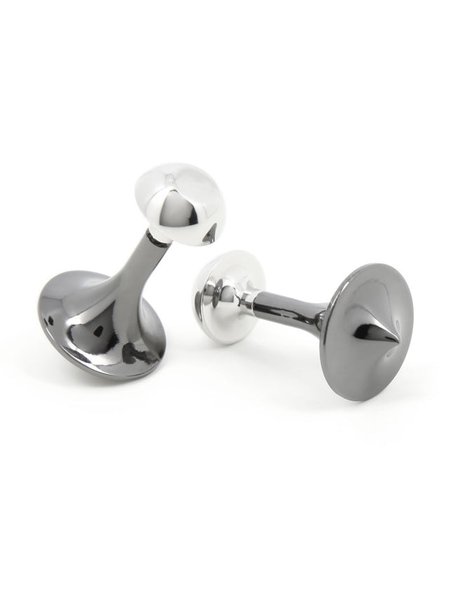 Spinning top gunmetal silver cufflinks Asakusa