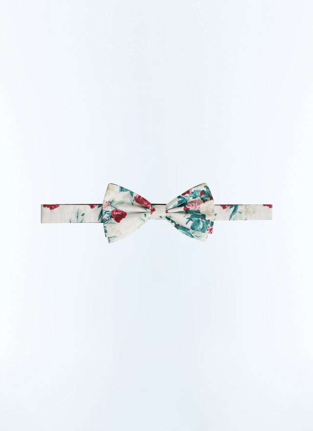 Silk satin bow tie with floral pattern