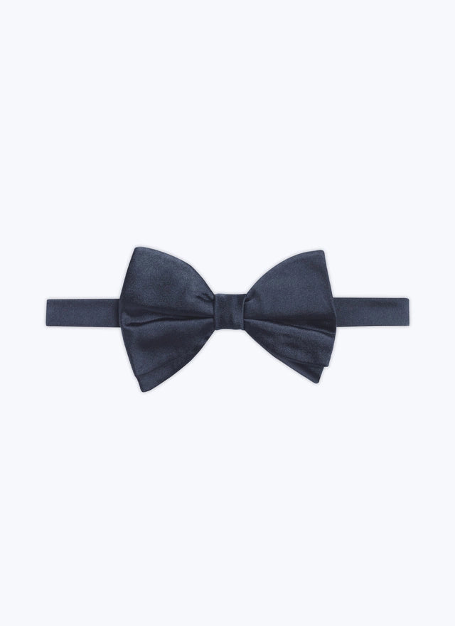 Navy blue satin bow tie