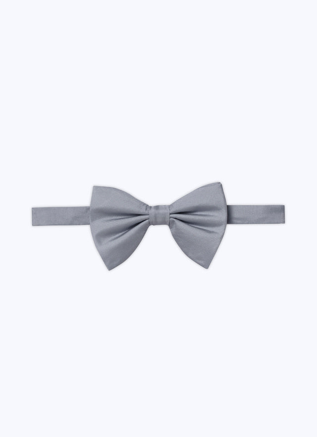 Grey silk twill bow tie