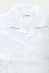 Linen Bowling Shirt Sahara White with Patterns
