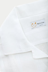 Linen Bowling Shirt Sahara White with Patterns