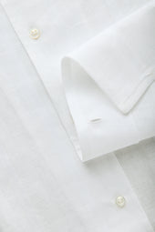 Linen Bowling Shirt Sahara White with Patterns