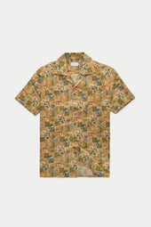 Cotton Bowling Shirt Green Patchwork
