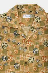 Cotton Bowling Shirt Green Patchwork