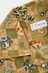 Cotton Bowling Shirt Green Patchwork