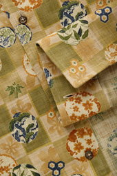 Cotton Bowling Shirt Green Patchwork
