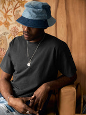 faded black knit box crew