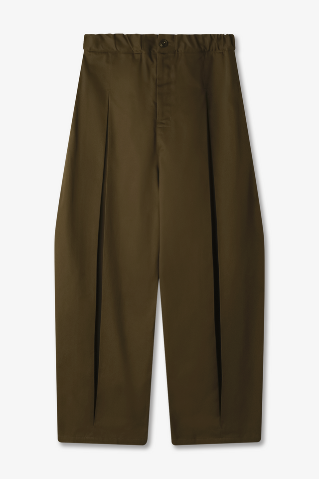 Box Pleat Trouser - Khaki Green