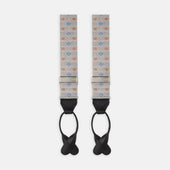 Dove Grey Floral Silk and Linen Adjustable Silk Braces