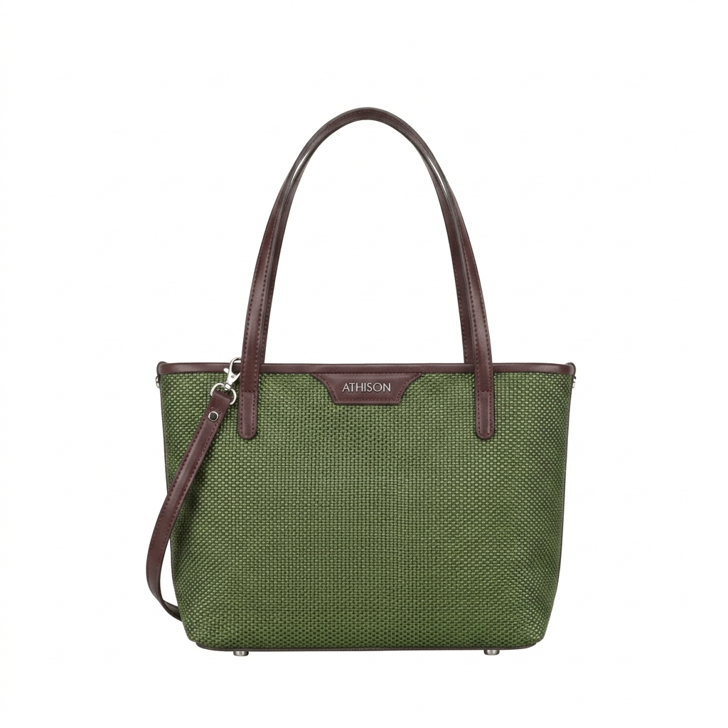 Braided Recycled Leather Handbag Ban Green