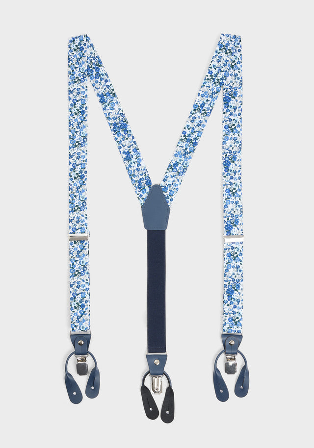 Bretelles à motif fleuri bleu azur