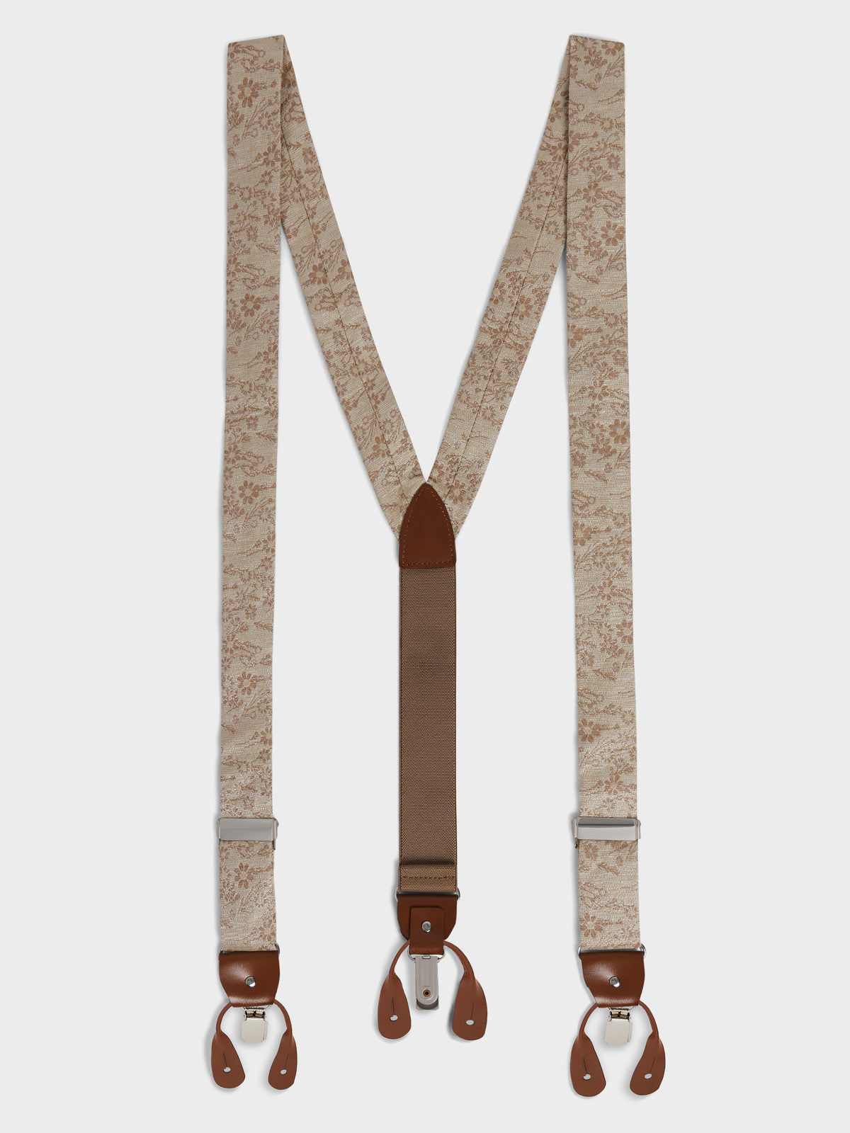 Bretelles En Coton Et Soie Beiges Motif Fleuri