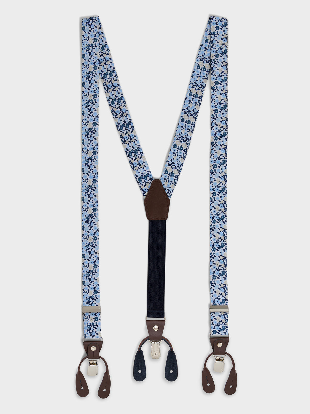Bretelles Motif Fleuri Bleu Indigo