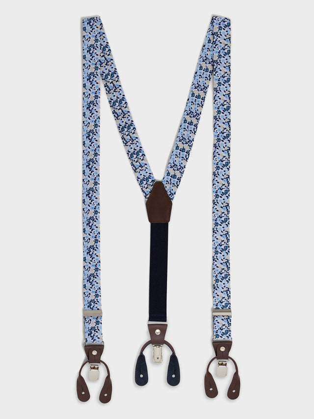Bretelles à motif fleuri bleu indigo